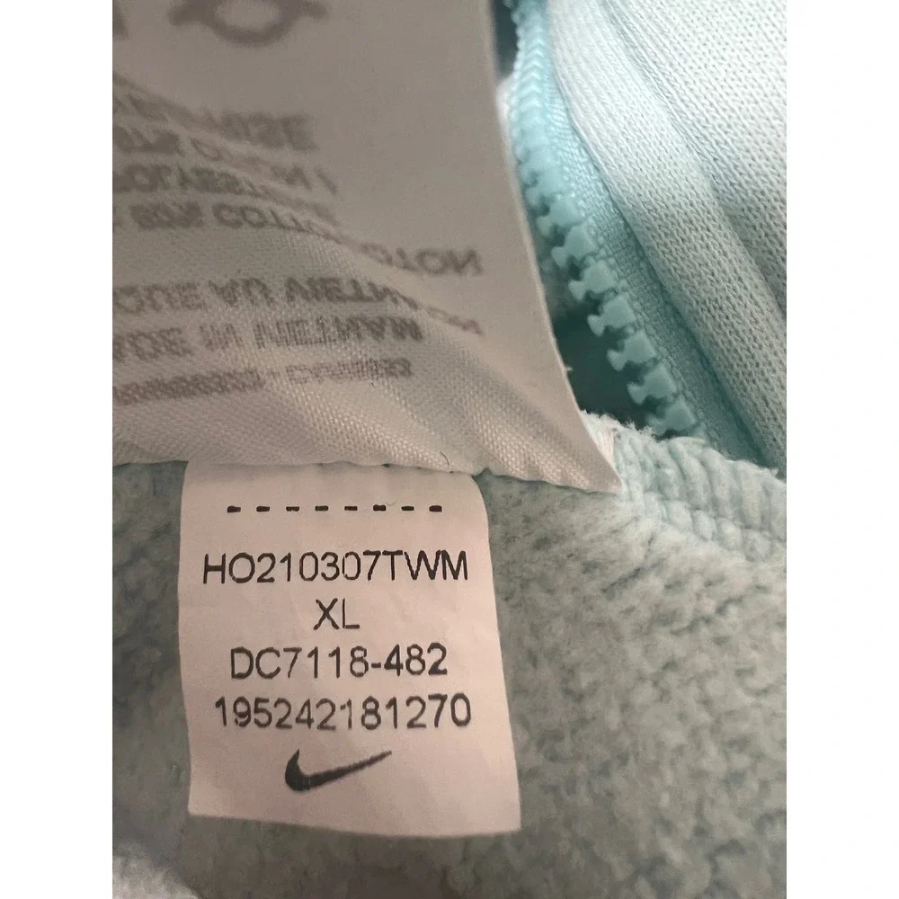 Nike Sportswear Club Fleece Full-Zip Hoodie Aqua Blue DC7118-482 Mens XL
